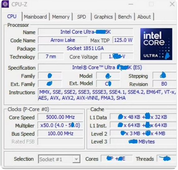 英特爾酷睿 Ultra 9 285K“Arrow Lake-S”處理器曝光：性能內核與高效內核結合，強勢來襲