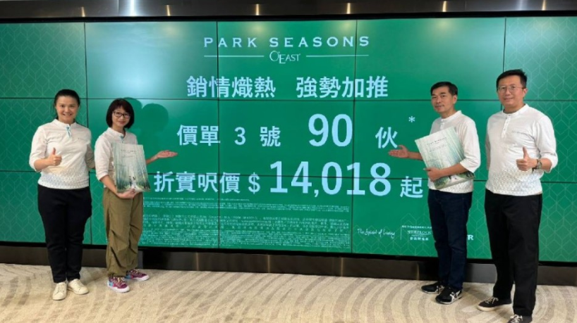 PARK SEASONS再推90伙單位 折實均呎15,122元 預計周末開售